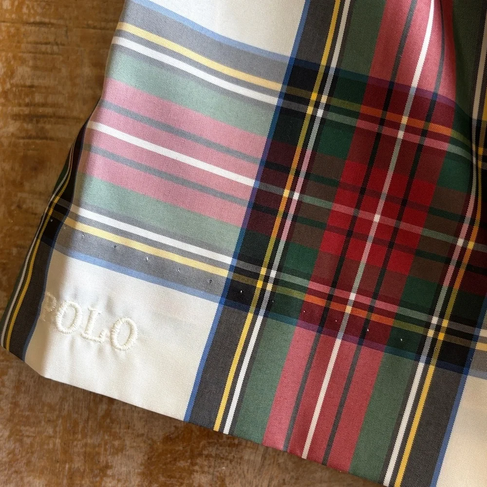 Ralph Lauren Girls Plaid Holiday Dress in Cream, Red, Green